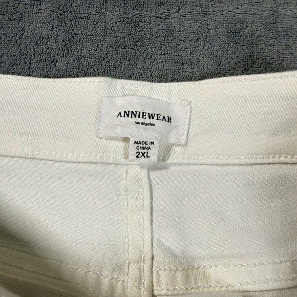 Anniewear Jeans High Rise Wide Leg Cropped Stretch White Button Fly Denim XXL - Picture 6 of 8